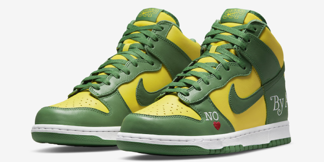 Supreme x Nike SB Dunk High - 'By Any Means' Brazil (DN3741-002)